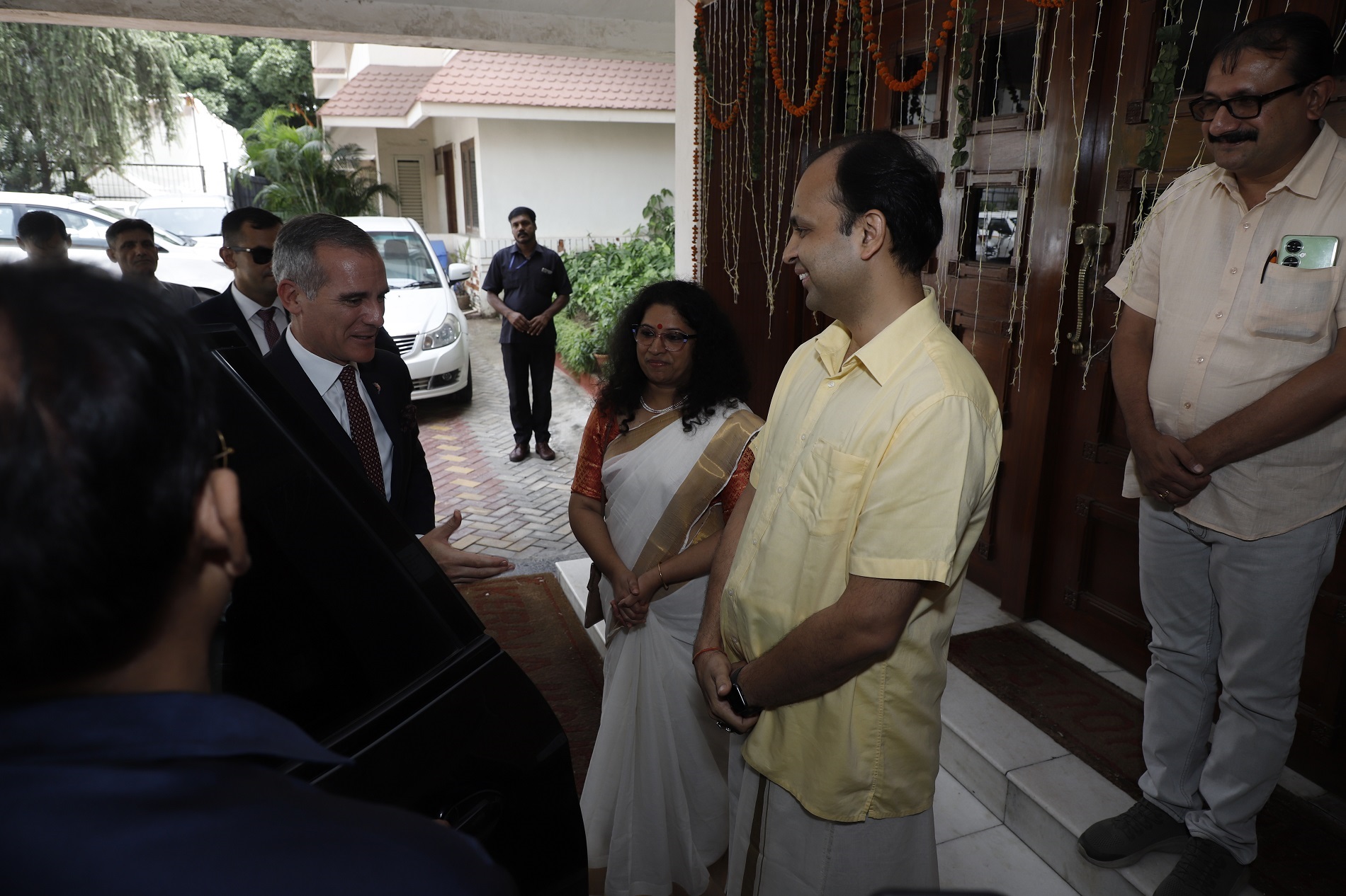 Kerala House Resident Commissioner Shri Saurabh Jain welcomes US Ambassador to India Ambassador Eric Garcetti to Kerala House