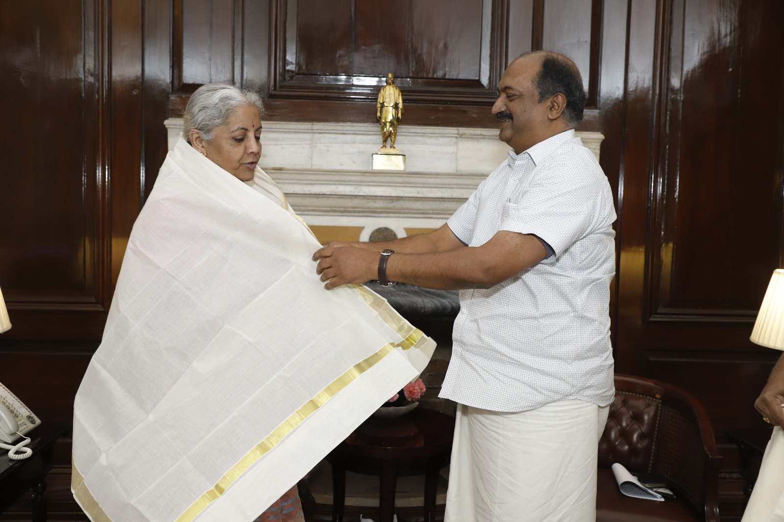 State  Finance Minister  K N. Balagopa calls on Union Finance Minister Nirmala Sitharaman at North Block